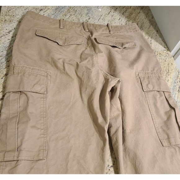 Lands' End Straight Leg Cargo Pants Men's 36Wx29L Khaki Tan Cotton - Picture 7 of 12